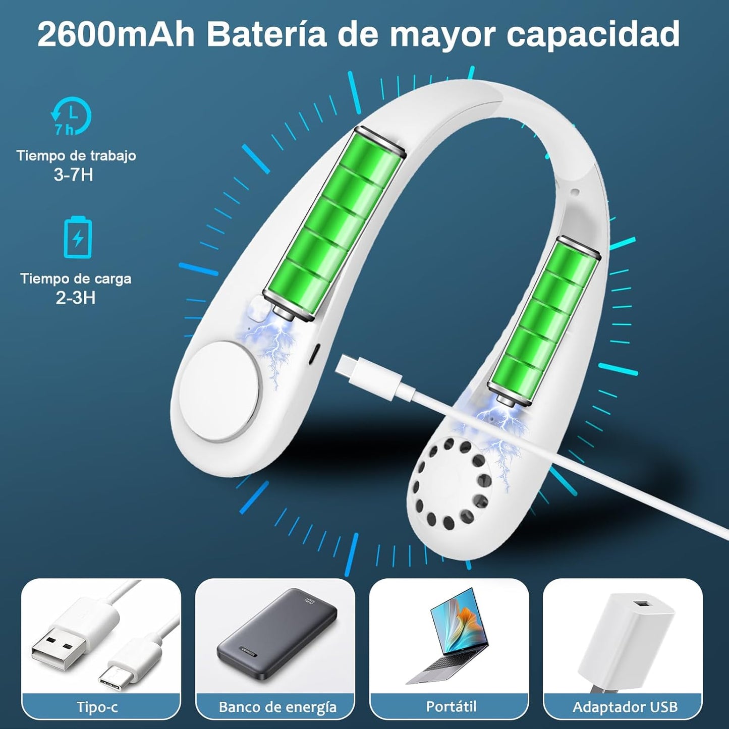 Ventilador de Cuello Portátil 360°