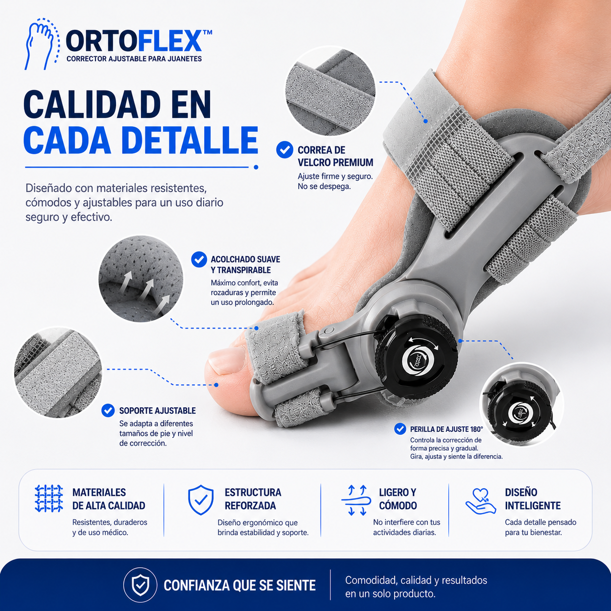 OrtoFlex™ | Corrector Ajustable para Juanetes 180°