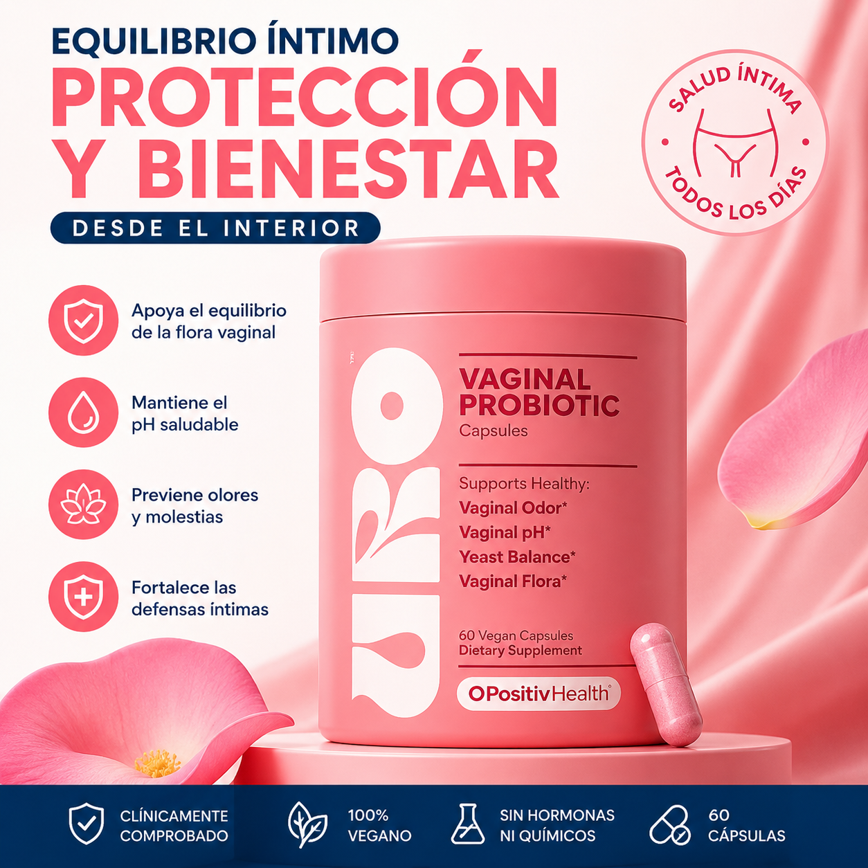 Probióticos Vaginales URO™ para Salud Íntima Femenina