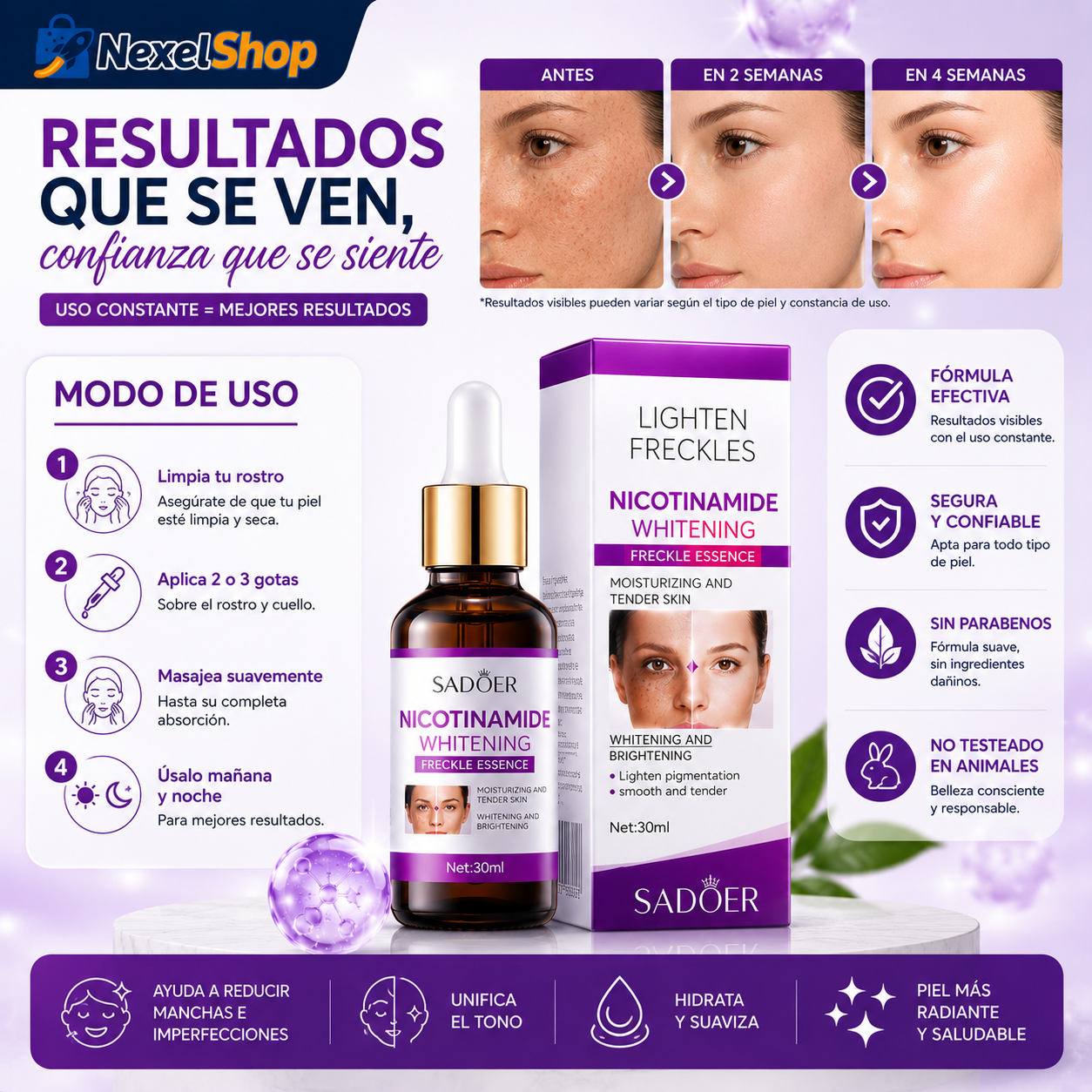 Serum Blanqueador Aclarante quita mancha