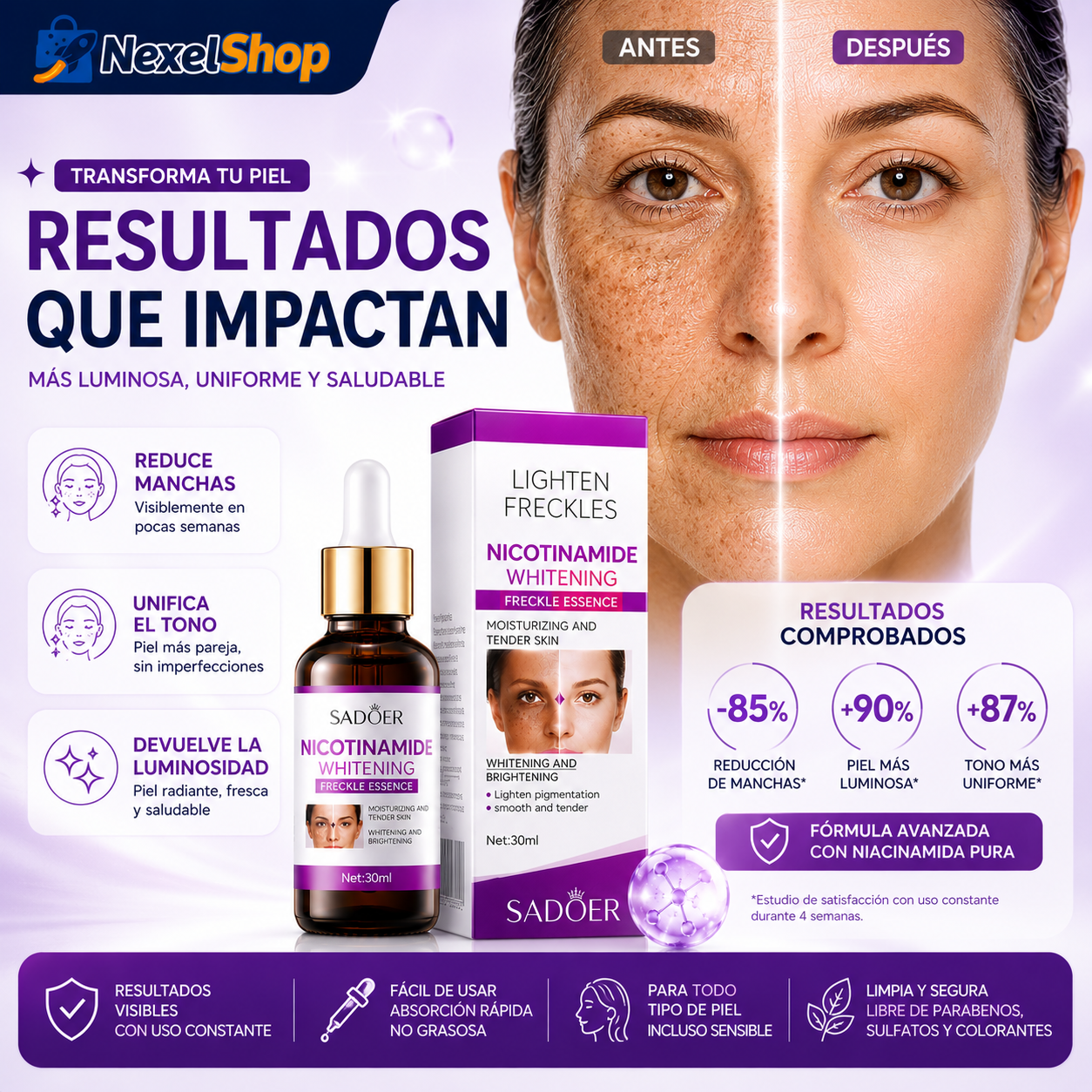 Serum Blanqueador Aclarante quita mancha