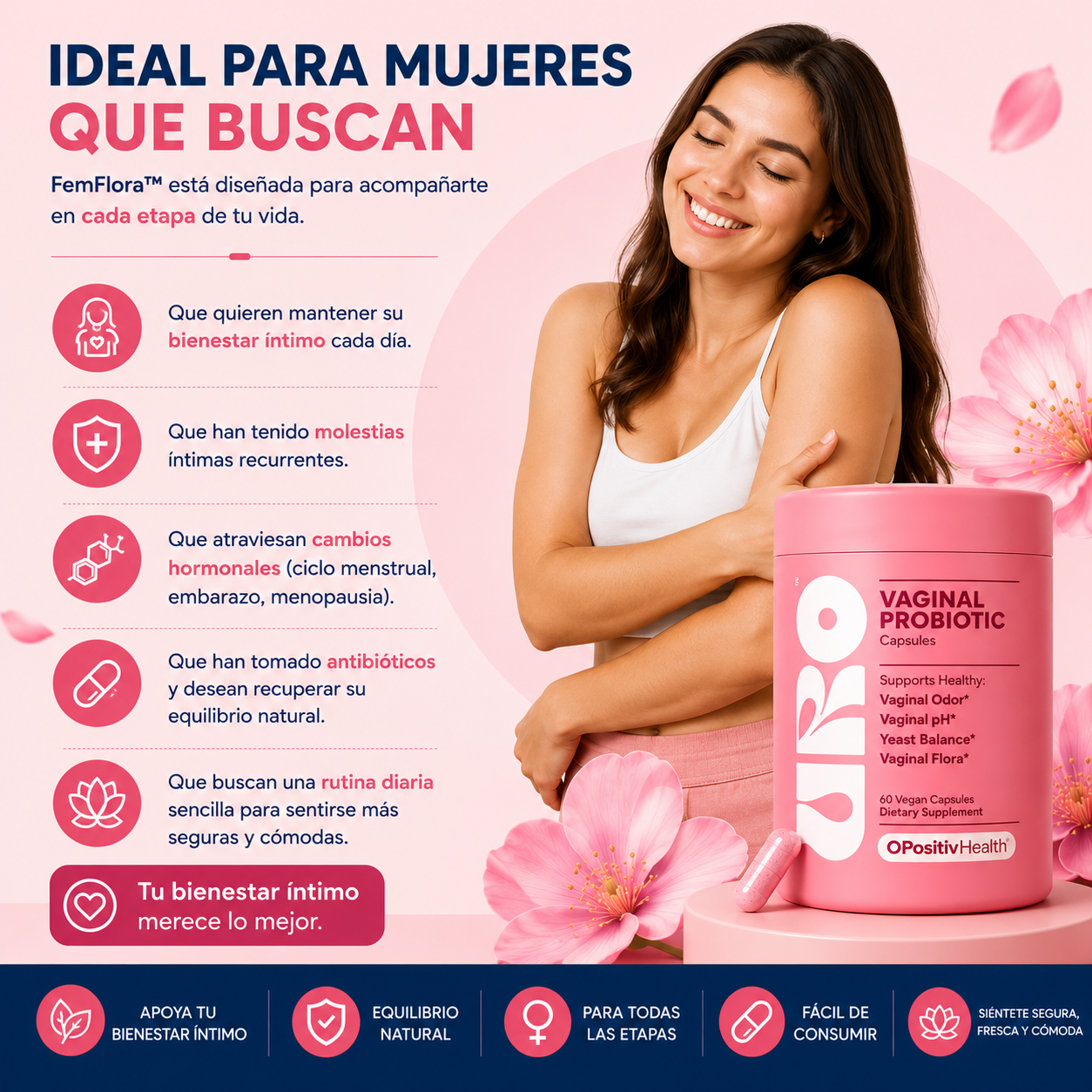 Probióticos Vaginales URO™ para Salud Íntima Femenina