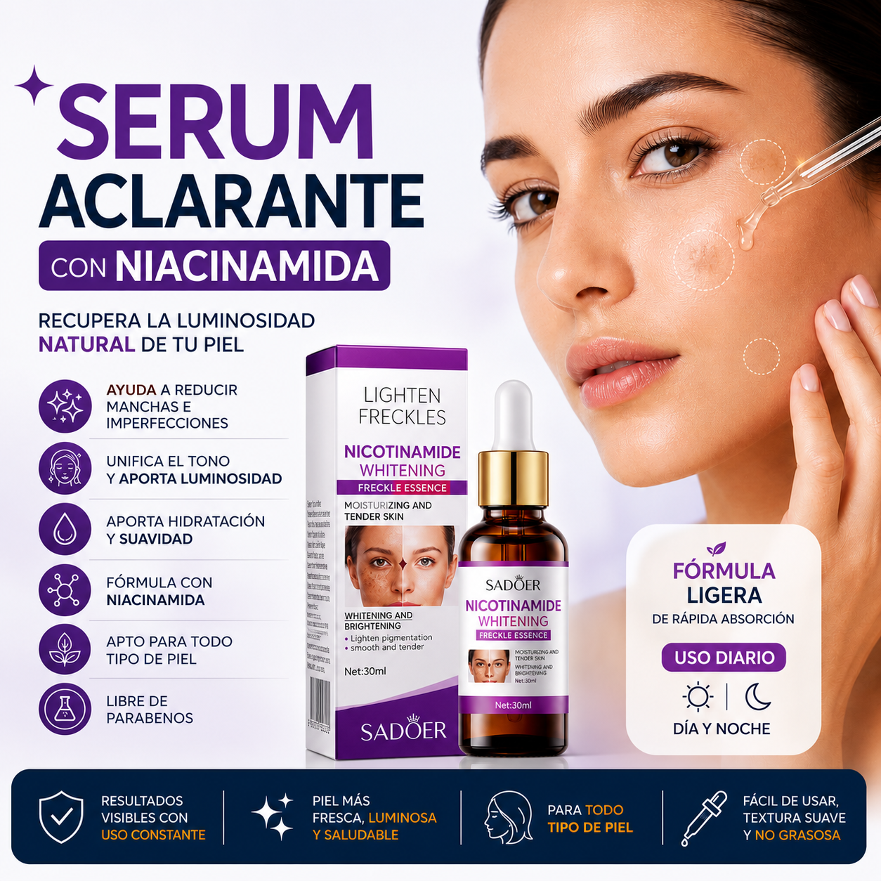 Serum Blanqueador con Niacinamida para Manchas y Piel Radiante